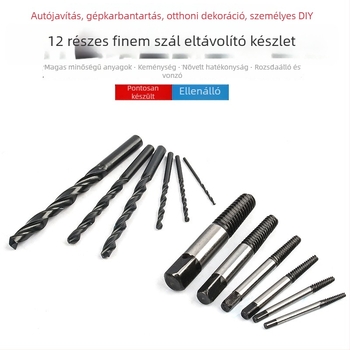 Törött csavarok kivonó készlet, 12 darab, gépekhez, God Super, 0.39 kg