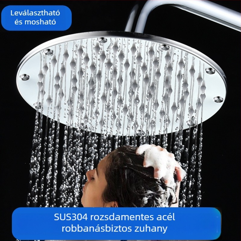 Top Spray zuhanyfej – 304 rozsdamentes acél, esőzuhany, nyomásnövelő, levehető, tükörfényes felület, modell 11
