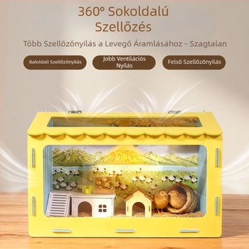 Panorámás hörcsög ketrec leválasztható biztonságos fészekkel — egész éves kisállat élőhely; eredet Yiwu; anyag: Egyéb; márka: Egyéb