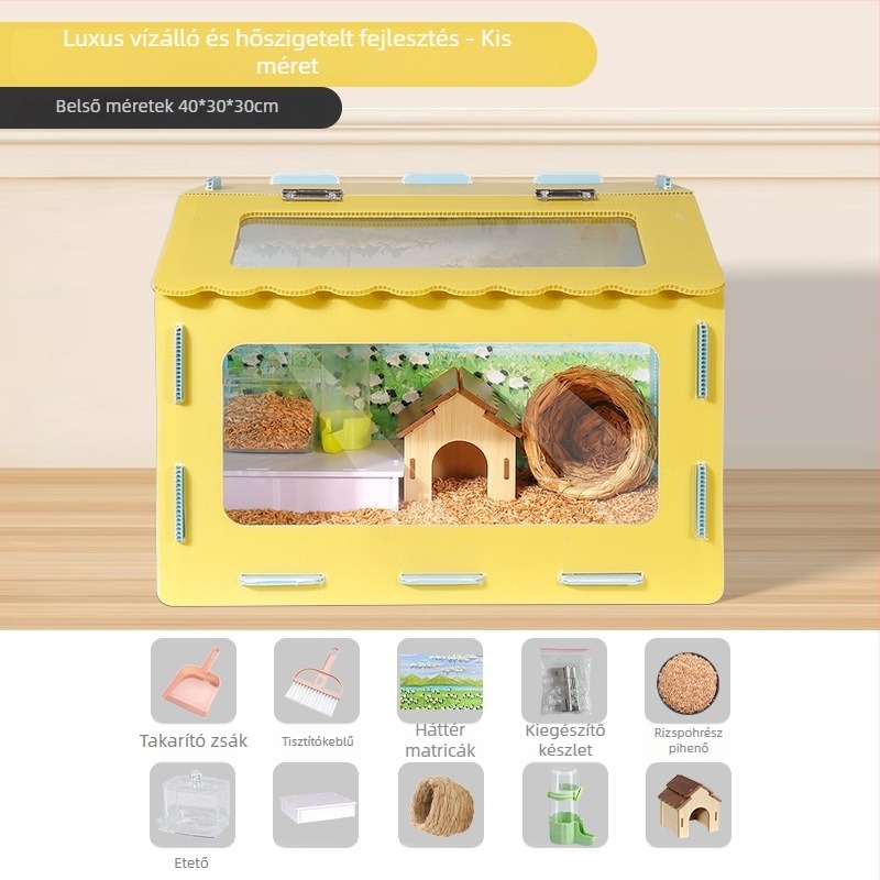 Panorámás hörcsög ketrec leválasztható biztonságos fészekkel — egész éves kisállat élőhely; eredet Yiwu; anyag: Egyéb; márka: Egyéb