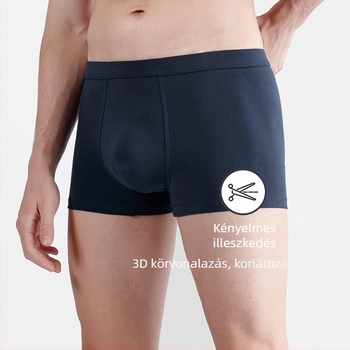 Férfi pamut boxer, antibakteriális, légáteresztő, középmagasságú derekú, 90-95% pamut