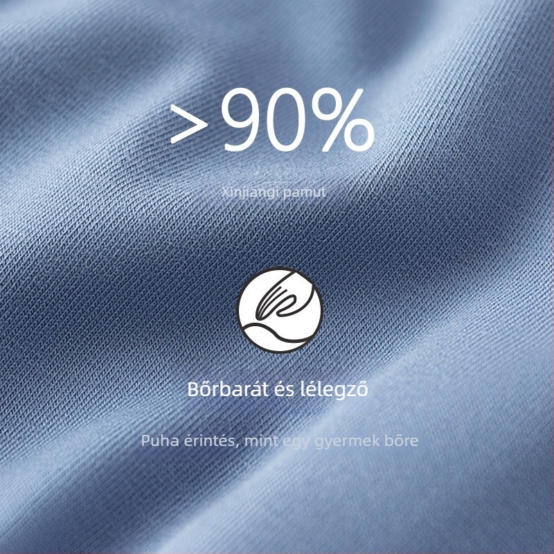 Férfi pamut boxer, antibakteriális, légáteresztő, középmagasságú derekú, 90-95% pamut