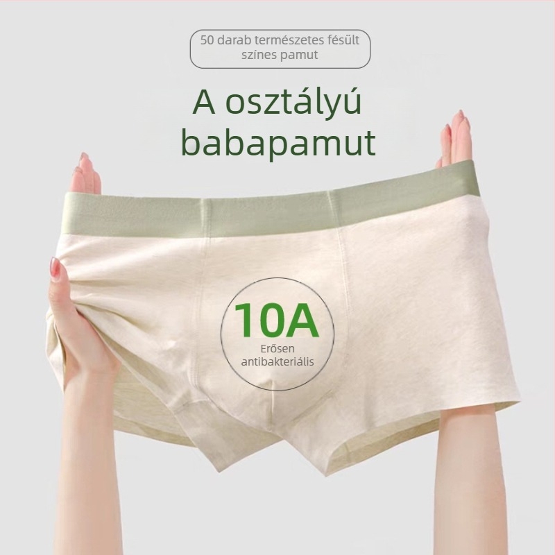 Osztály A 100% pamut férfi boxeralsónemű antibakteriális védelemmel, középmagas derekú