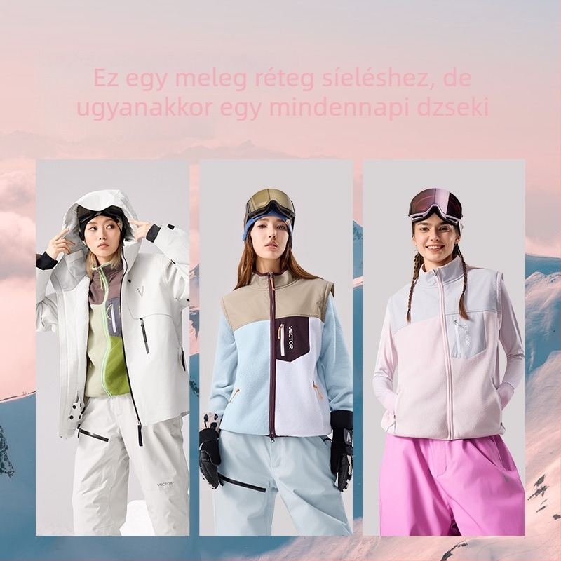 Vector polárdzseki, uniszex kardigán, tavasz–ősz, belső polár bélés, kontrasztos minta