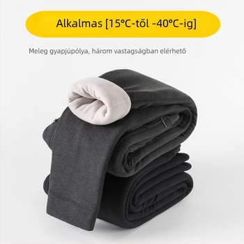 Uniszex gyapjú termikus nadrág, háromrétegű fűtés, fleece belső bélés, magas derék, antibakteriális, melegen tart