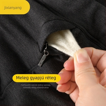 Uniszex gyapjú termikus nadrág, háromrétegű fűtés, fleece belső bélés, magas derék, antibakteriális, melegen tart