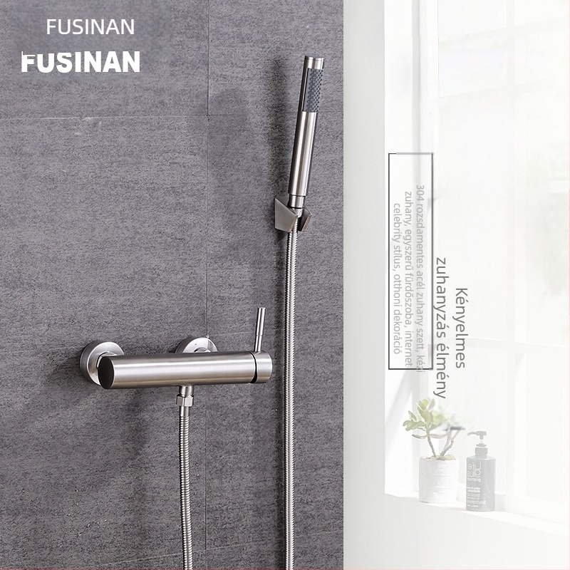 Forsinan 304 rozsdamentes acél kézi zuhanyfej készlet, falra szerelhető FSN-6047, kerámiás patron, 0–90°C