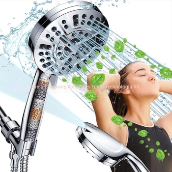 Kézi zuhanyfej szűrővel és boosterrel, ABS, CUPC tanúsítvány, 0-90°C, 8+2 funkció