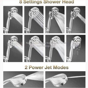 Kézi zuhanyfej szűrővel és boosterrel, ABS, CUPC tanúsítvány, 0-90°C, 8+2 funkció