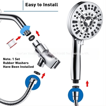 Kézi zuhanyfej szűrővel és boosterrel, ABS, CUPC tanúsítvány, 0-90°C, 8+2 funkció