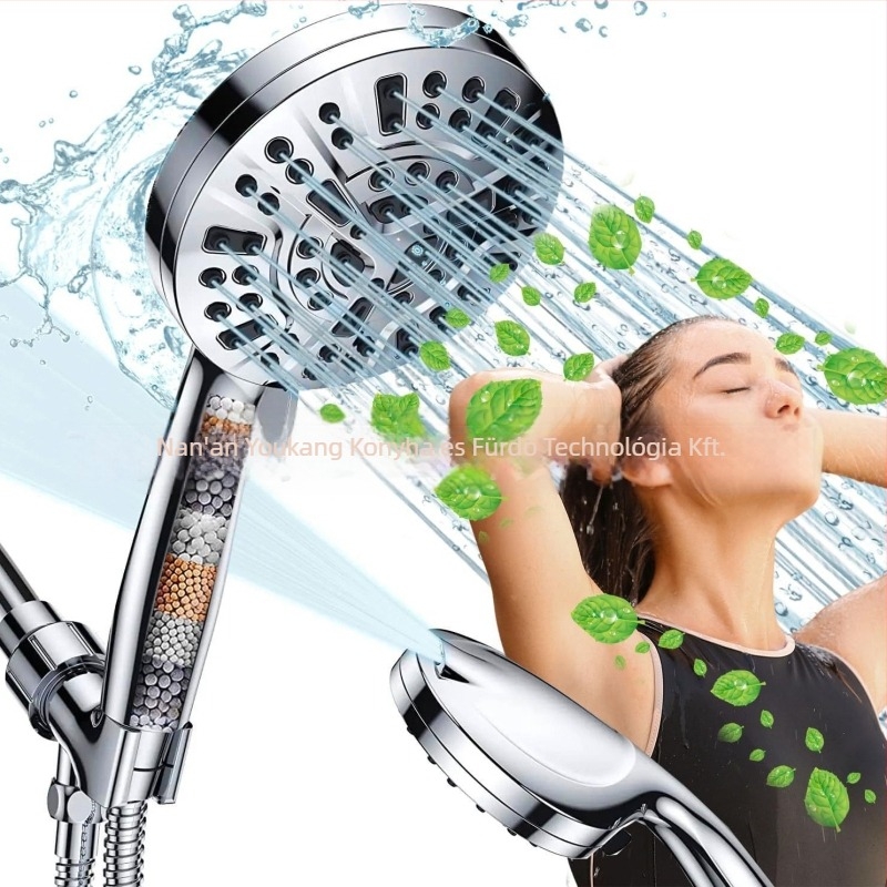 Kézi zuhanyfej szűrővel és boosterrel, ABS, CUPC tanúsítvány, 0-90°C, 8+2 funkció