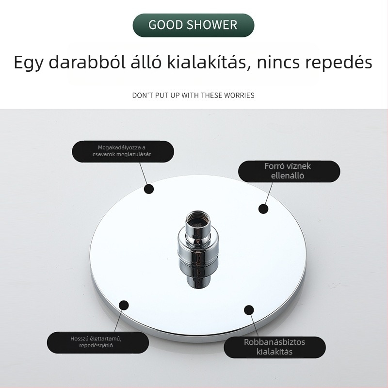 Kör alakú felső zuhanyfej, ABS, elektropolírozott felület, zuhanykészlet, falra szerelhető, modell AY24-2