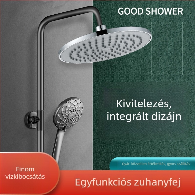 Kör alakú felső zuhanyfej, ABS, elektropolírozott felület, zuhanykészlet, falra szerelhető, modell AY24-2
