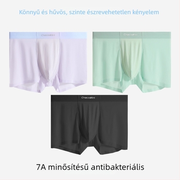 Férfi boxer alsónadrág jégselyem anyagból, lélegző, antibakteriális, varrás nélküli, középmagas derekú