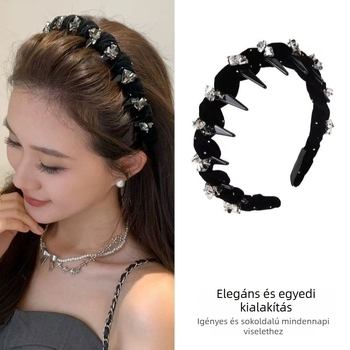 Luxus bársonyos fejpánt magas koronával nőknek, őszi–téli 2024, kézzel készített; anyag: kevert anyagok; eredet: Yiwu; fejfedő