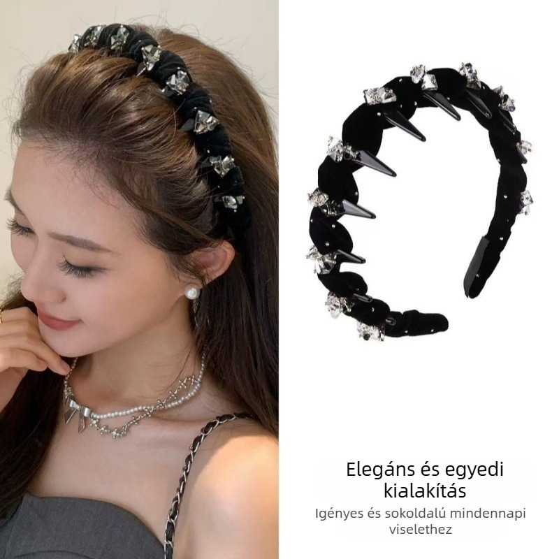 Luxus bársonyos fejpánt magas koronával nőknek, őszi–téli 2024, kézzel készített; anyag: kevert anyagok; eredet: Yiwu; fejfedő