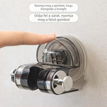 Zuhanytartó szívókoronggal, falra szerelhető, 90°-ban állítható, ABS, teherbírás 5 kg