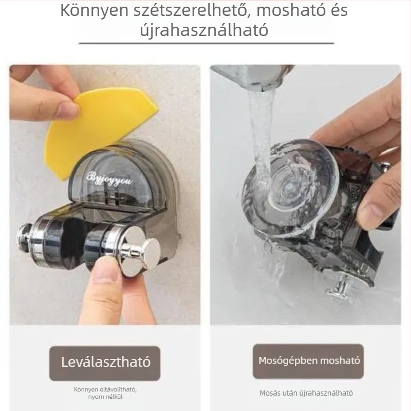 Zuhanytartó szívókoronggal, falra szerelhető, 90°-ban állítható, ABS, teherbírás 5 kg