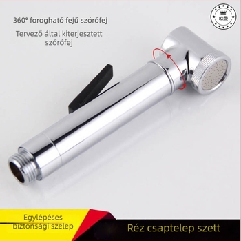 WC spray fegyver kiegészítő rézből, falra szerelt, krómozott felület, nyomás 0.3–15 MPa, működési hőmérséklet 0–90°C