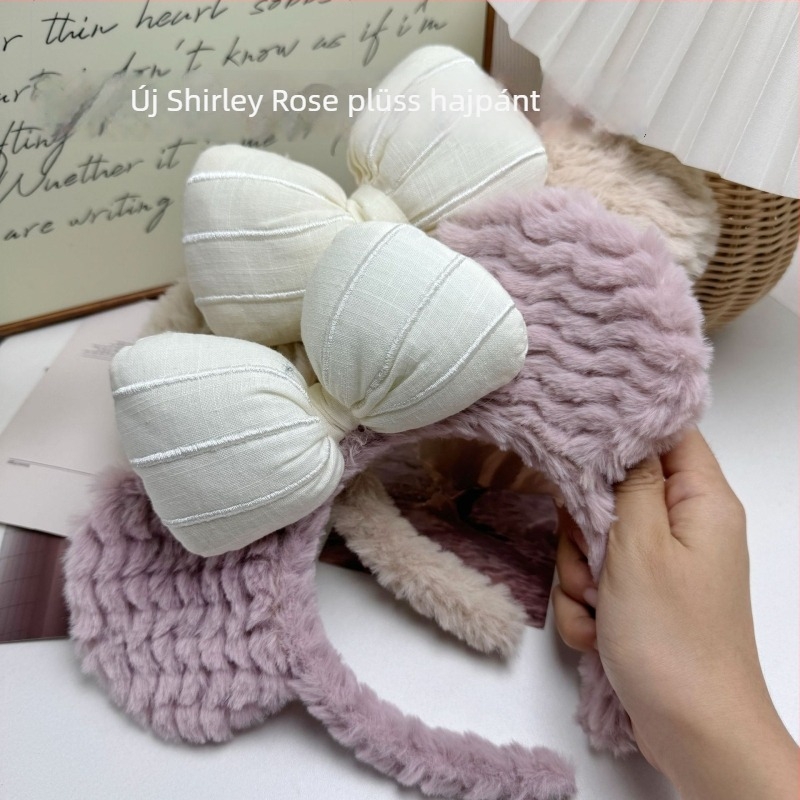 Fejfedő plüss anyagból, 3D masni, kézzel készült, uniszex, rajzfilmszerű stílus