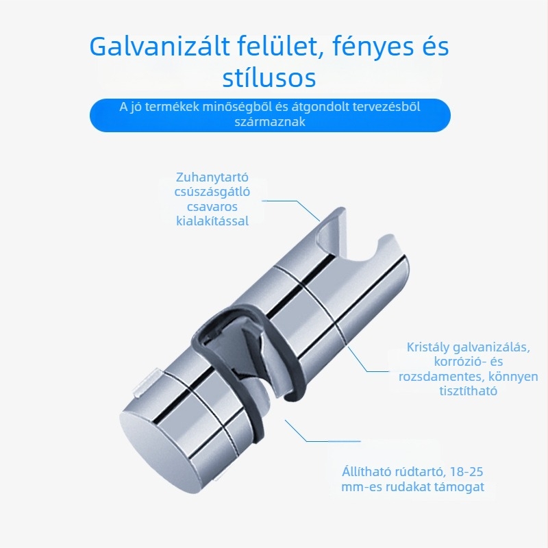  Univerzális fúrás nélküli zuhanytartó rúd tartozékok készlet, csúszó hüvely és lótusz formájú zuhanyfej tartó