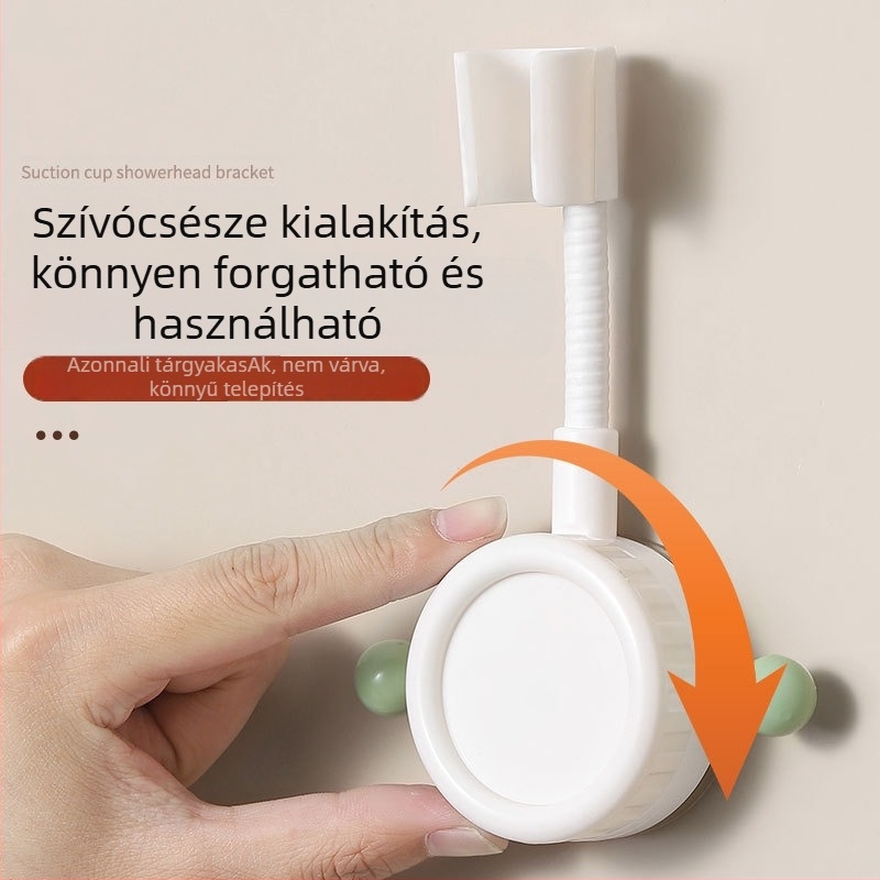 Zuhanyfej alap vákuumos falra szerelhető konzollal és kampóval, ABS, forgatható, kevert áramlás, modell 541