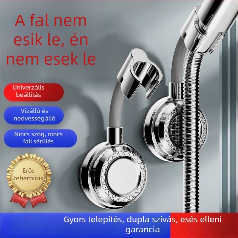 Zuhanytartó szívófejjel, fúrás nélküli rögzítés, zuhanyfej alap és kiegészítő készlet