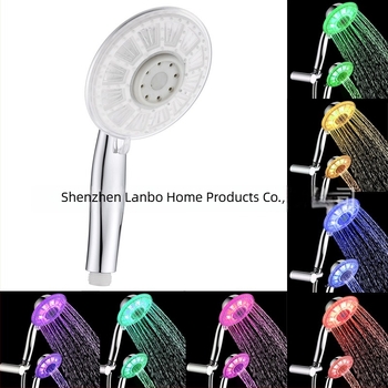LED világító zuhanyfej hőmérsékletszabályozással és színváltó üzemmóddal, 2 vízsugár-mód - Modell 8008-B3
