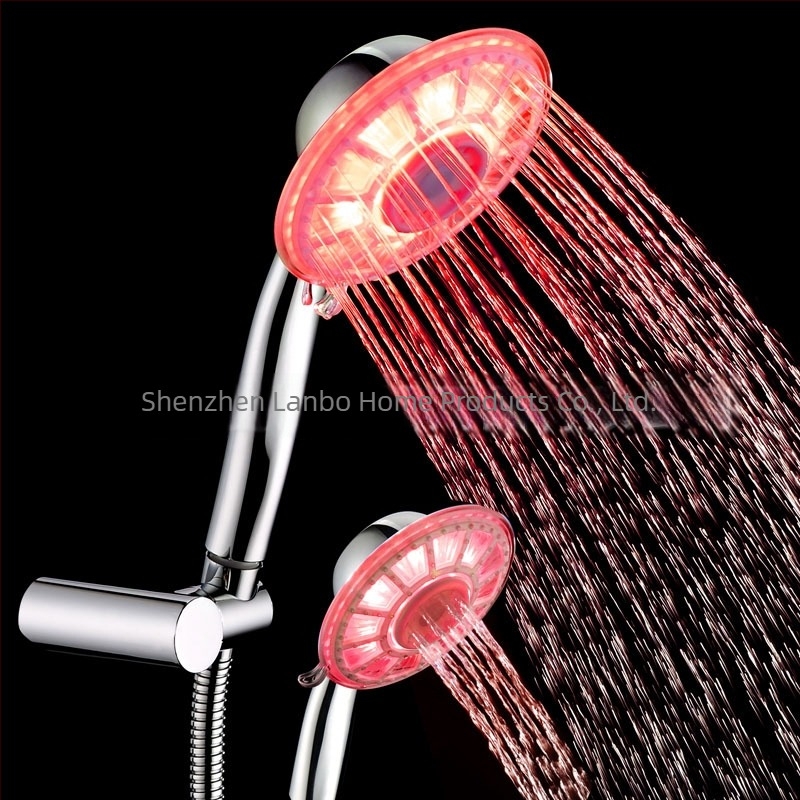 LED világító zuhanyfej hőmérsékletszabályozással és színváltó üzemmóddal, 2 vízsugár-mód - Modell 8008-B3