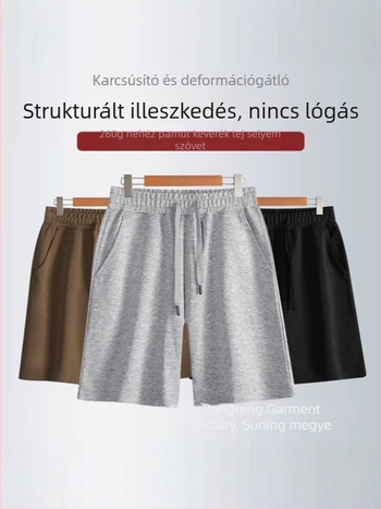 Amerikai stílusú férfi nyári rövidnadrág, 260 g-os nehéz anyag, pamutkeverék, laza szabás, egyenes sziluett, Hongkong-stílus inspiráció