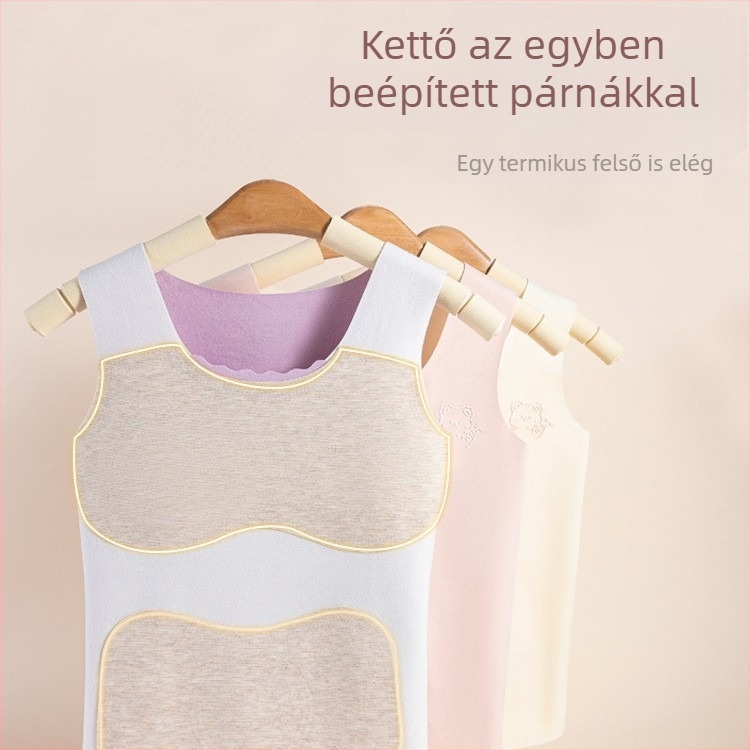 Derong velúr önmelegítő termo mellény lányoknak 7–12 éveseknek, rögzített melltartó betétekkel, őszi-téli, kétszintes