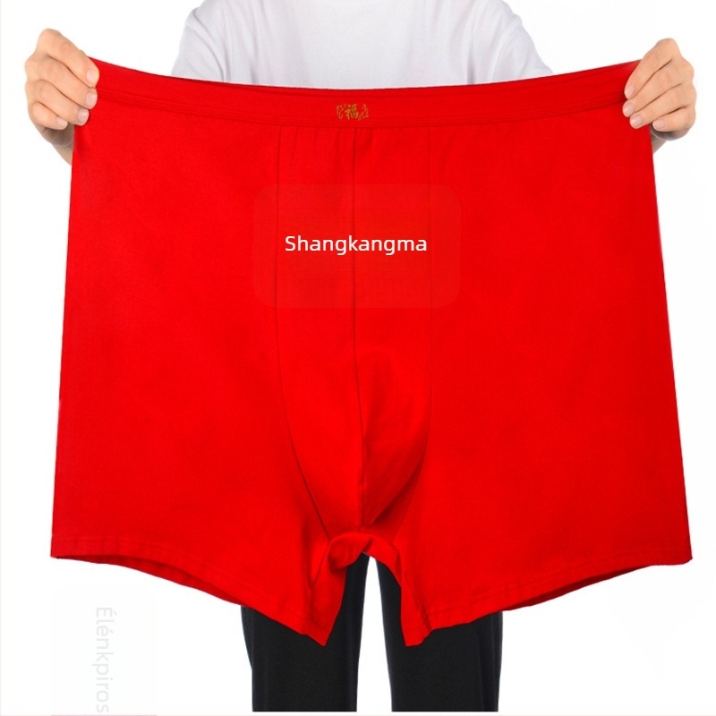 Férfi magas derekú pamut boxeralsó, XL méret, piros, egyszínű