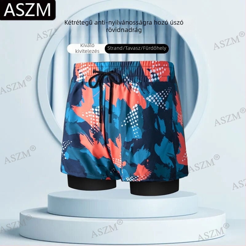 Férfi strand rövidnadrág húzózsinórral - kettős belső bélés, 95% poliészter, mikro rugalmasság, megakadályozza a kínos helyzeteket