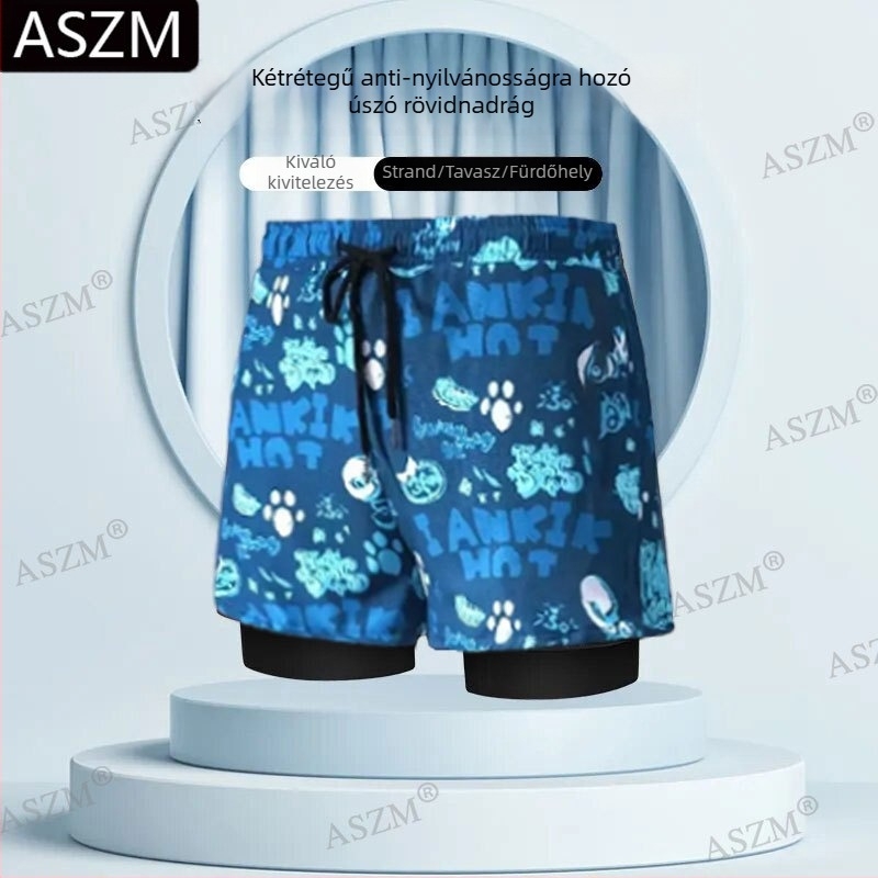 Férfi strand rövidnadrág húzózsinórral - kettős belső bélés, 95% poliészter, mikro rugalmasság, megakadályozza a kínos helyzeteket
