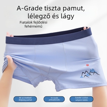 Tinédzser fiúk számára tiszta pamut boxeralsó – antibakteriális, 95% pamut, 5% elasztán