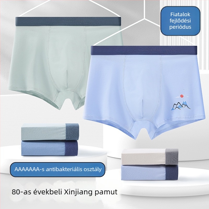 Tinédzser fiúk számára tiszta pamut boxeralsó – antibakteriális, 95% pamut, 5% elasztán