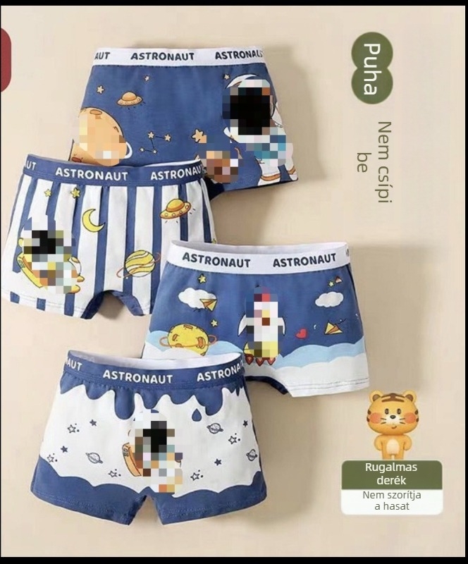 Combed pamut boxer brief gyermekeknek – mintás, 3–8 évesek, tavaszi modell