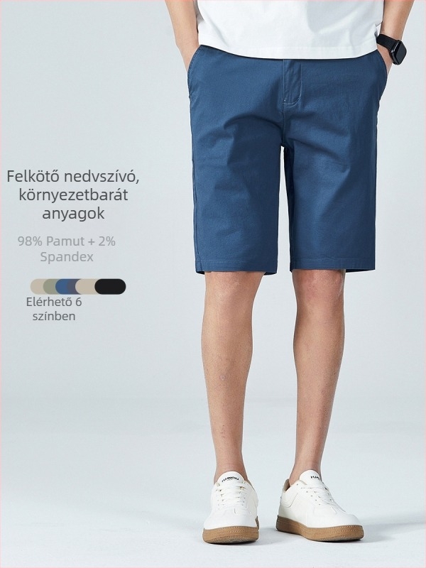 Olaboncho casual Rövidnadrág — laza szabás, könnyű pamutkeverék (98% pamut, 2% elastán), mikroelaszticitás, Nyár 2025