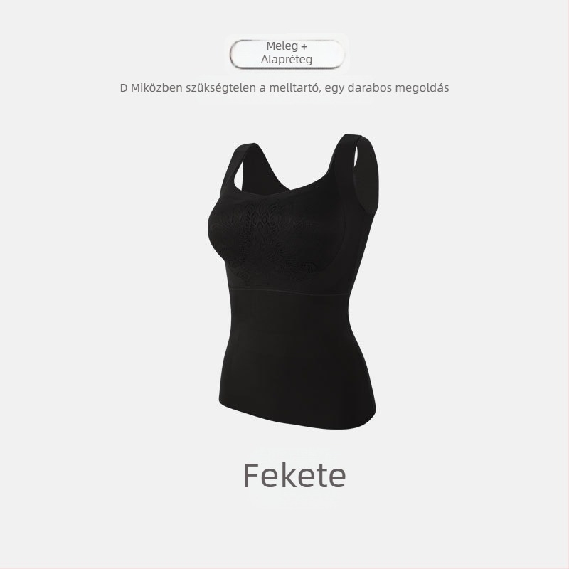 Női meleg mellény beépített melltartóval és fleece bélésével, virágmintás, vastag kivitel, külső viseletre