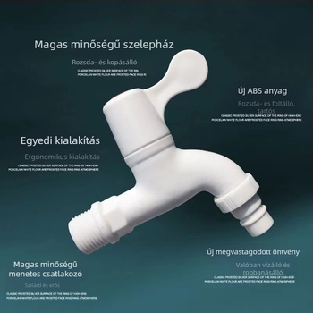 Műanyag mosdócsaptele ABS anyagból, modell 15555, falra szerelhető, kerámiás patronos szelep, mosógéphez