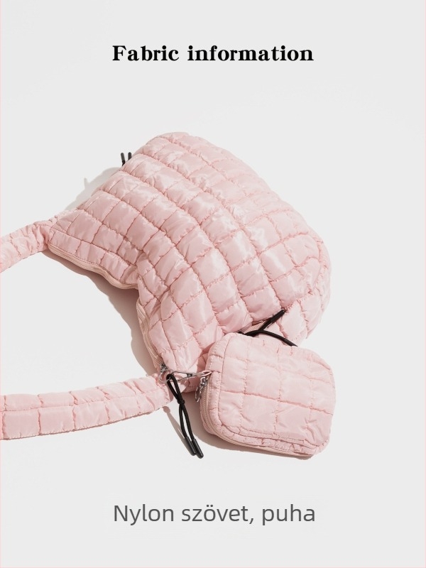 CKKUI Pleat Cloud táska — nylon, crossbody egy vállon átvetett, vízszintes négyszögletes forma, zipzár nyitás, belső cipzáras zseb