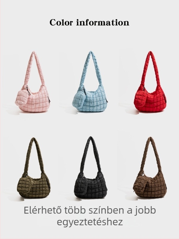 CKKUI Pleat Cloud táska — nylon, crossbody egy vállon átvetett, vízszintes négyszögletes forma, zipzár nyitás, belső cipzáras zseb