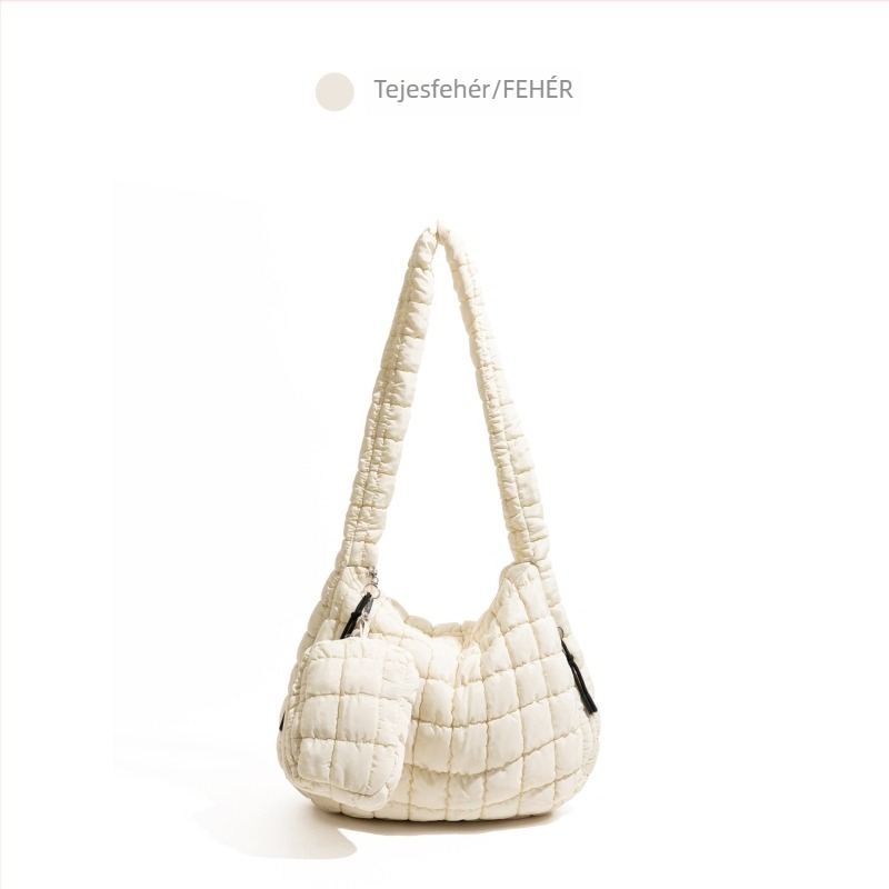 CKKUI Pleat Cloud táska — nylon, crossbody egy vállon átvetett, vízszintes négyszögletes forma, zipzár nyitás, belső cipzáras zseb