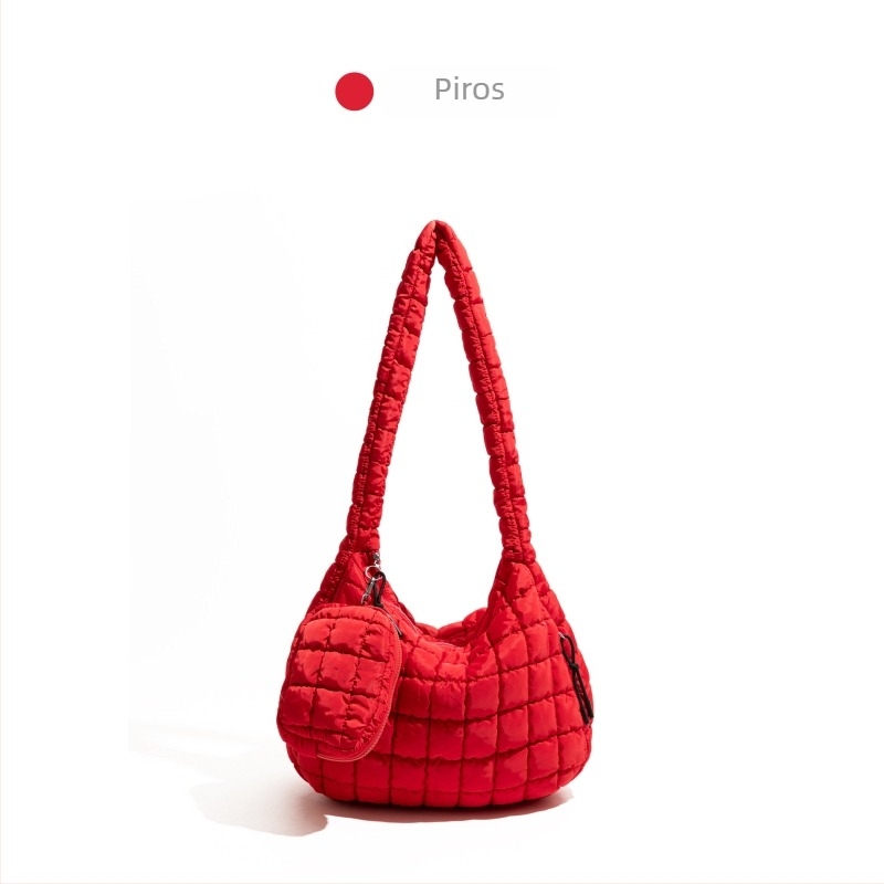 CKKUI Pleat Cloud táska — nylon, crossbody egy vállon átvetett, vízszintes négyszögletes forma, zipzár nyitás, belső cipzáras zseb