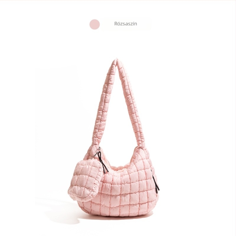 CKKUI Pleat Cloud táska — nylon, crossbody egy vállon átvetett, vízszintes négyszögletes forma, zipzár nyitás, belső cipzáras zseb