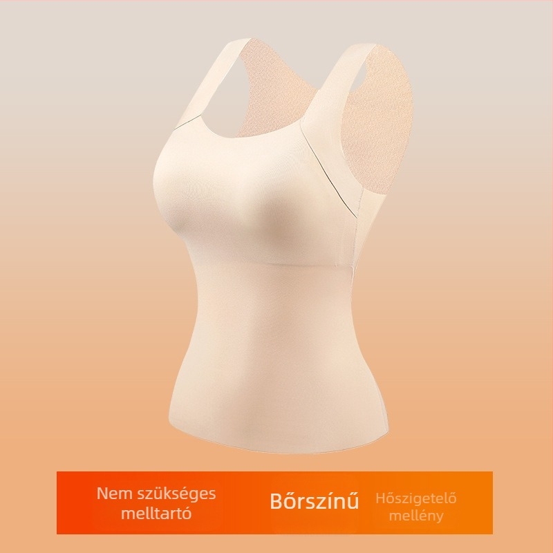 Női hosszú melegítő mellény rögzített kosarakkal, négyszögletes nyakú, fleece bélésű, nylonból