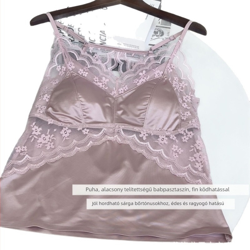 Csipkés pánt nélküli wrap-mellény, nylon/poliamid anyagból, 3/4-es formált kupa, derékal hossz, lélegző és kényelmes, szép hátsó