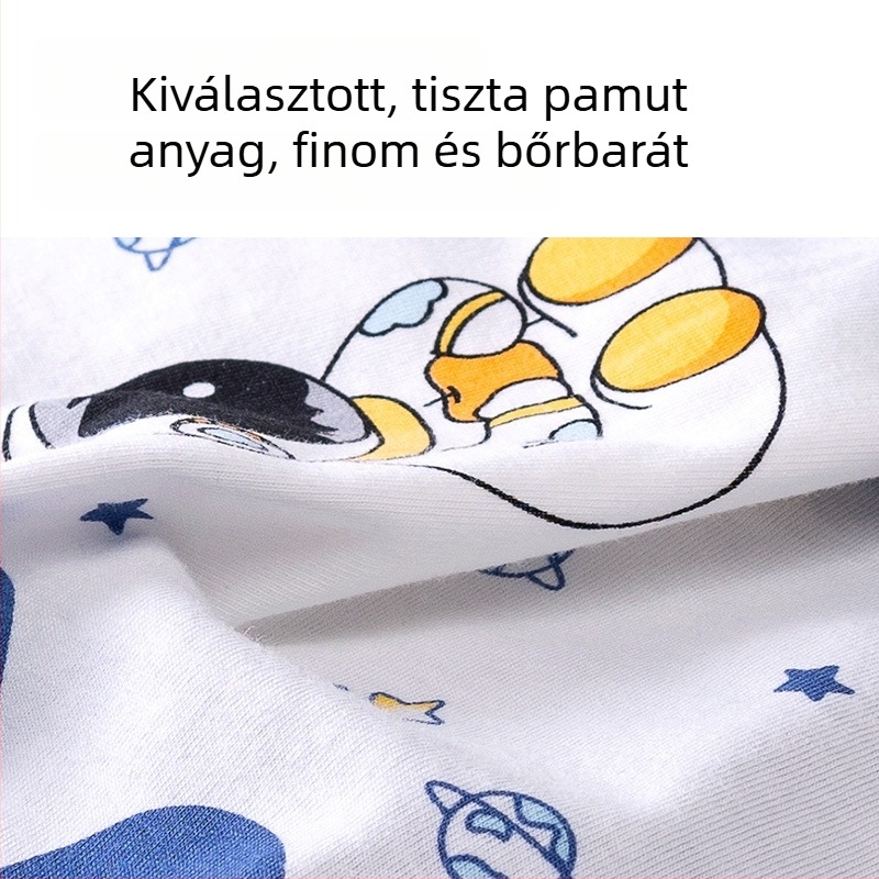 Pamut gyerek boxer rövidnadrág fiúknak, antibakteriális és légáteresztő, közepes–nagy méret (3–8 év)