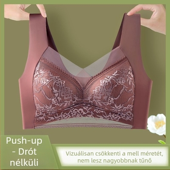 Jégselyem csipkés női fehérnemű, nagy méret, varrat nélküli push-up melltartó, sportos top támogatással