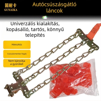 Csúszásgátló lánc univerzális autógumikhoz, vasból készült, univerzális járműtípushoz, 165-285-ös gumikhoz, Modell: Universal Emergency Anti-Slip Chain, Súly 7,5 kg
